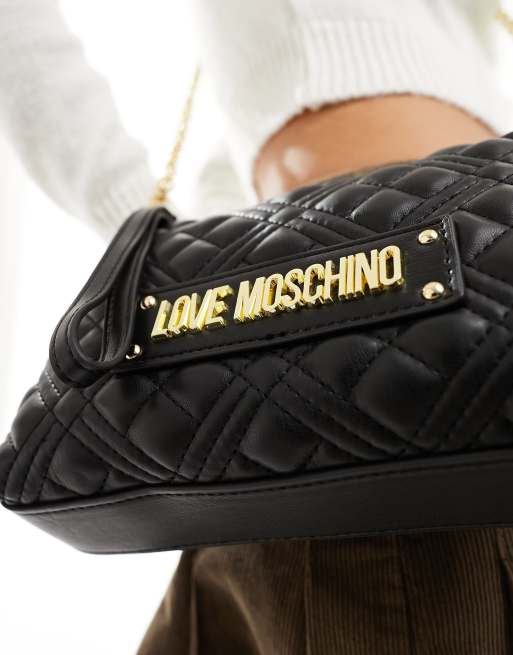 Love Moschino - Doorgestikte schoudertas in zwart, 4 van 4