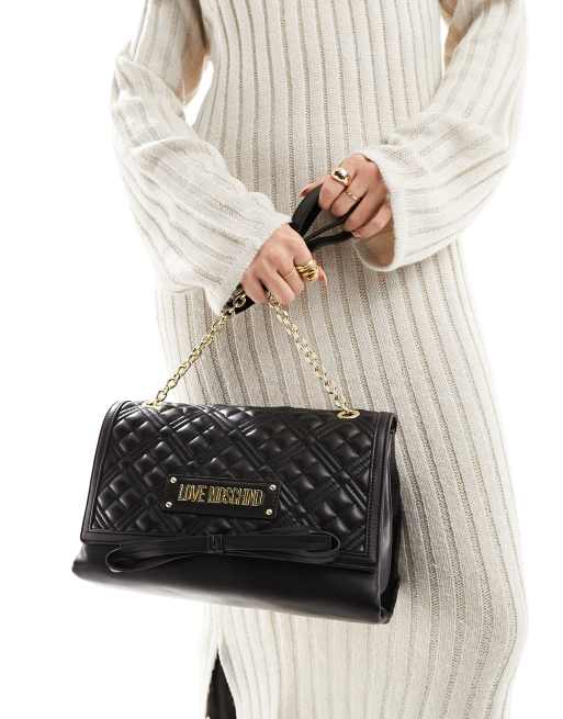Love Moschino - Doorgestikte schoudertas in zwart, 4 van 4