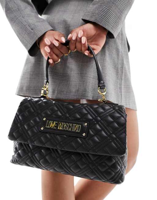 Love Moschino - Doorgestikte tas met handvat bovenop in zwart