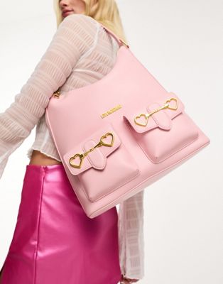 Love Moschino double pocket tote bag in light pink - ASOS Price Checker