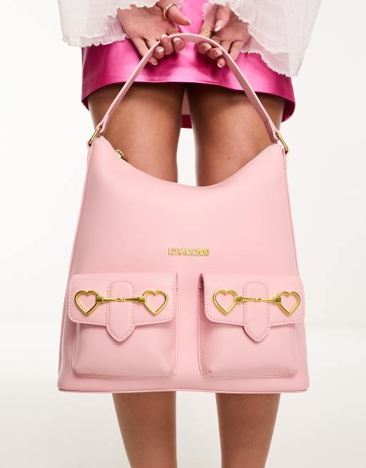 Love moschino pink on sale scritte grab bag