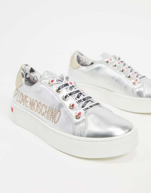 Love moschino silver store sneakers