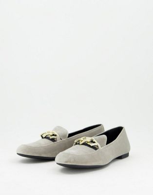 Love Moschino embellished loafers in velvet pearl
