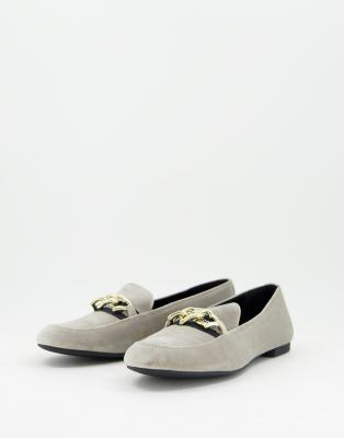 Love Moschino Embellished Loafers In Velvet Pearlneutral ModeSens