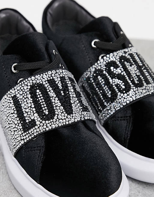 Women Trainers/Love Moschino embellished trainer in black 