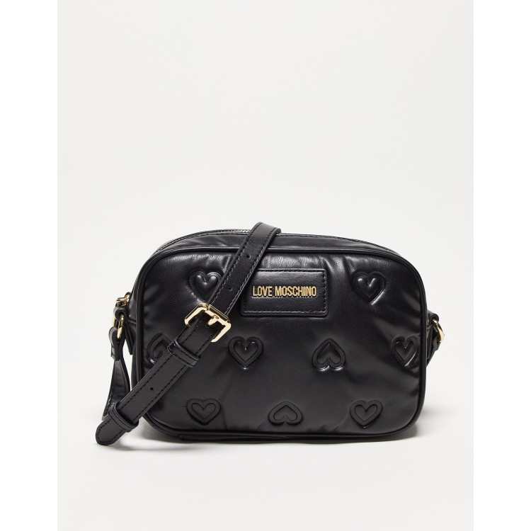 Love Moschino embossed heart cross body bag in black ASOS