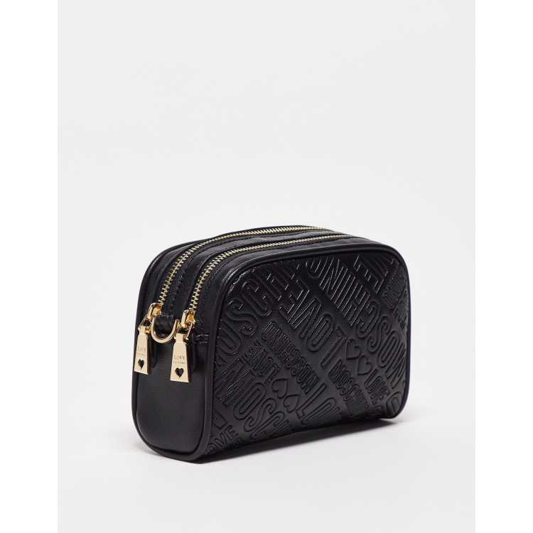 Love moschino logo discount embossed metallic satchel