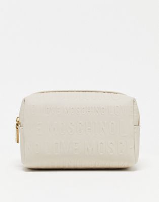 Love Moschino embossed logo make-up bag in neutral