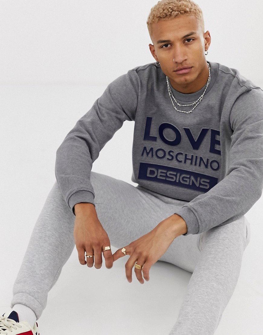Love Moschino embossed logo sweater-Grey