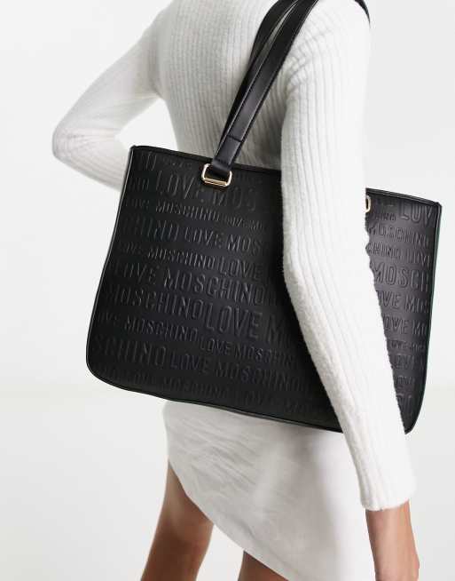 Love Moschino embossed logo tote bag in black, 2 of 4