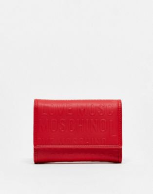 Love Moschino embossed logo wallet in red