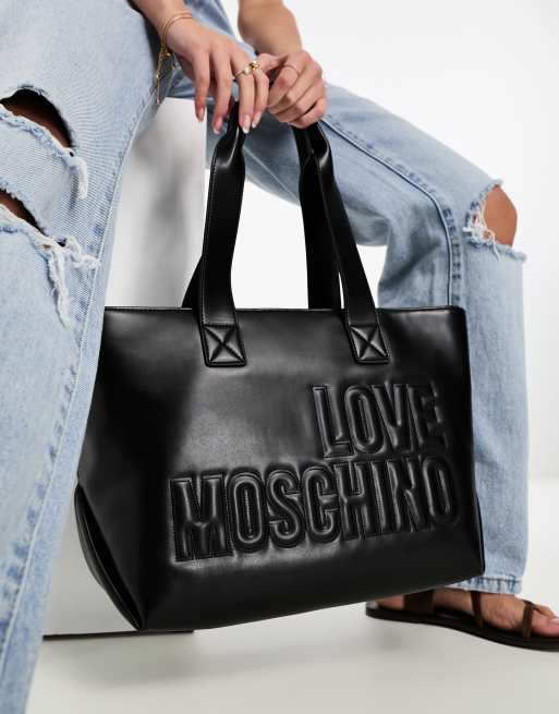 Love moschino discount logo embossed tote