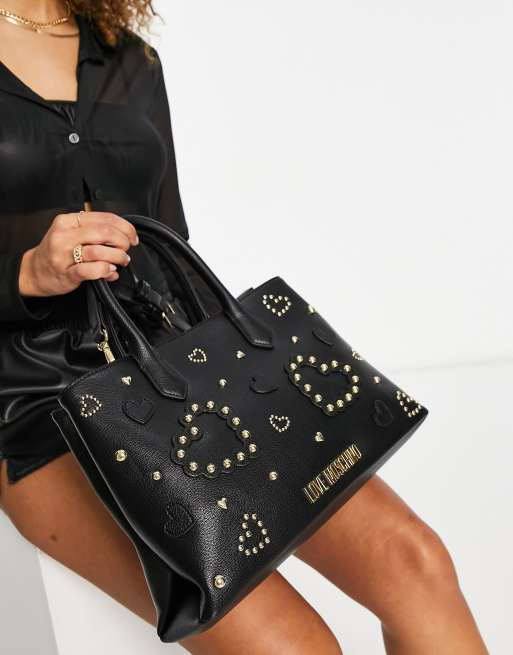 Love Moschino embossed tote bag in black