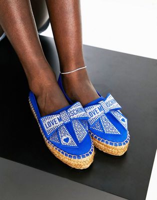Love Moschino embroidered espadrilles in blue