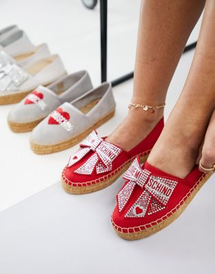 Love Moschino embroidered espadrilles in red - ASOS Price Checker