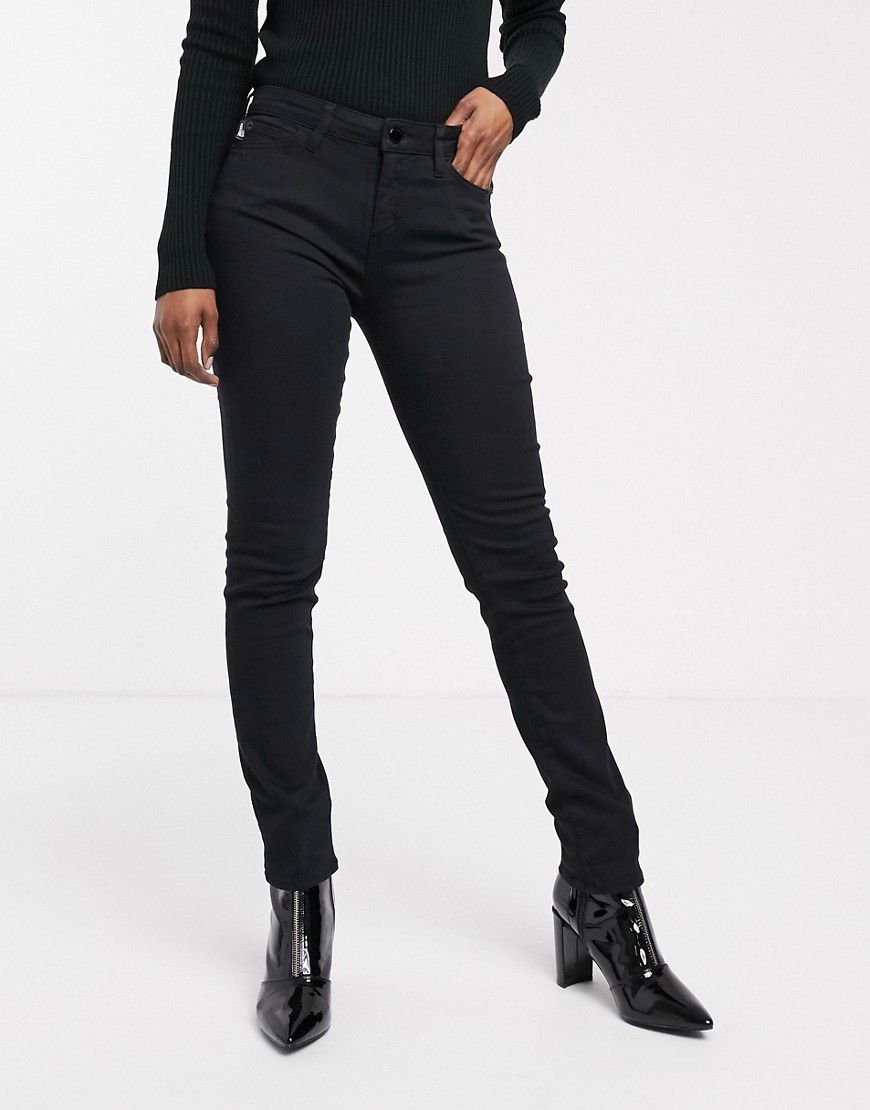 Love Moschino embroidered logo skinny jeans-Black