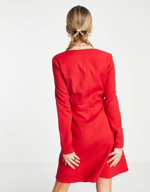love moschino red dress Love Moschino heart logo sweatshirt dress in red