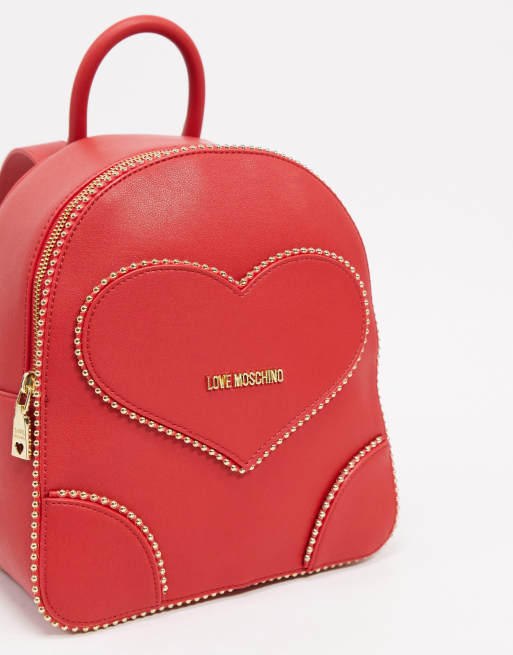 Love Moschino embroidery of love large backpack in red