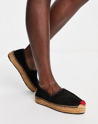 Love Moschino espadrille with embroidered heart in black