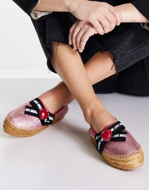 Love Moschino – Espadrilles in Rosa mit Logo und Schleife, 4 von 4