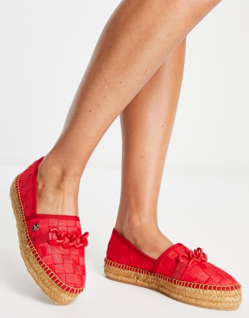 Love Moschino – Espadrilles in Rot mit gewebter Kettenverzierung, 2 von 4