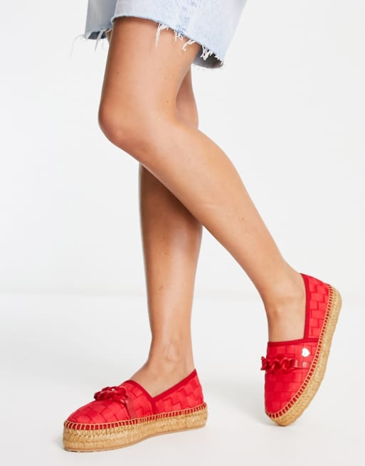 Love Moschino – Espadrilles in Rot mit gewebter Kettenverzierung, 4 von 4