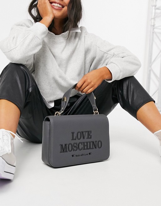 Love Moschino essential cross body bag in grey