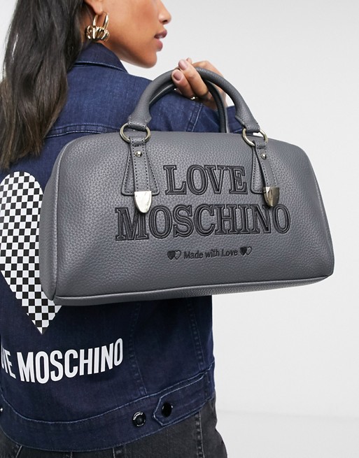Love Moschino essential top handle bag in grey