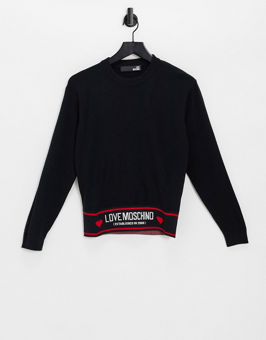 Love Moschino fascia logo hem sweatshirt in black