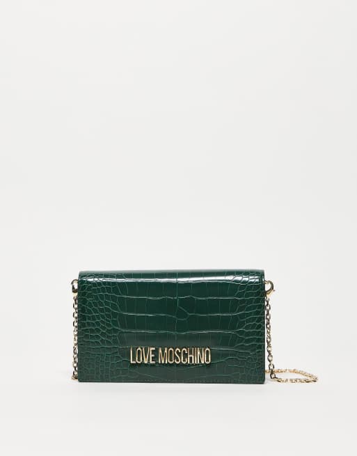 In My Bag Green Faux Croc Cross Body Bag