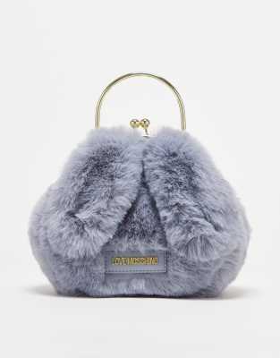 Love Moschino faux fur bunny bag in grey