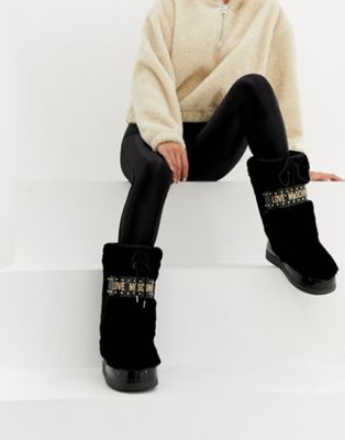 Love Moschino Faux Fur Stud Snow Boots 