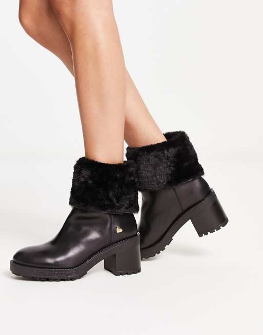 Fur ankle hotsell boots heeled