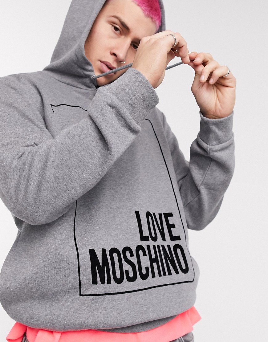 Love Moschino - Felpa con logo quadrato-Grigio