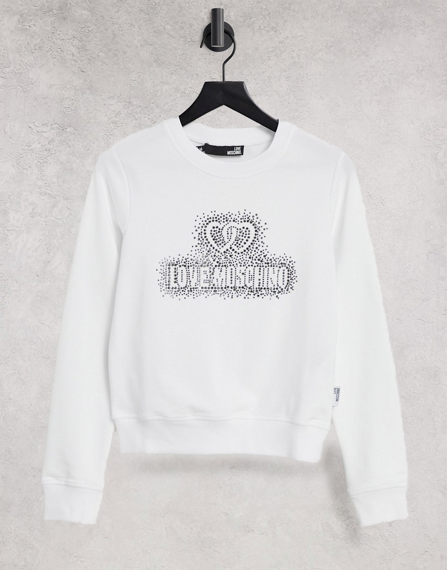 Love Moschino felpa logo print jumper in white