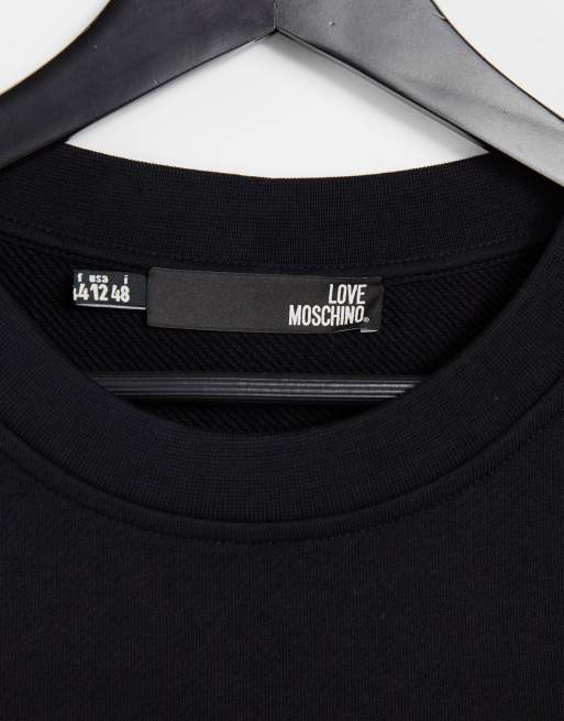 Love Moschino - Felpa nera con logo grande a cuore, 4 di 4