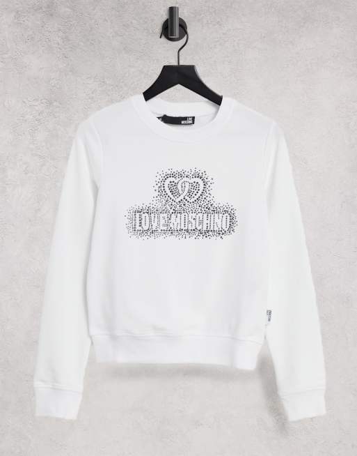 Love Moschino - Felpa - Trui met logoprint in wit