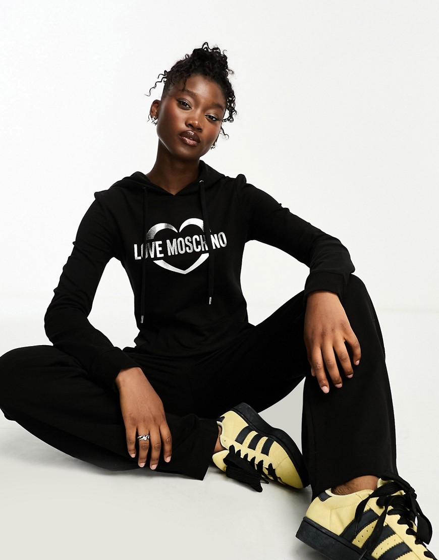 Love Moschino fitted logo hoodie co-ord in black