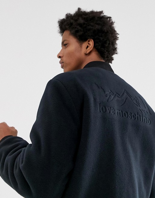 Love Moschino fleece bomber jacket with back print