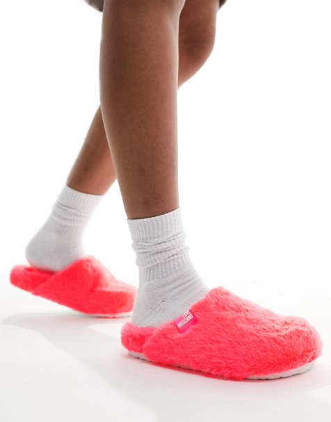 Love Moschino fluffy slippers in pink - view 1