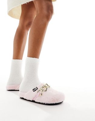 Love Moschino fluffy slippers in pink - ASOS Price Checker