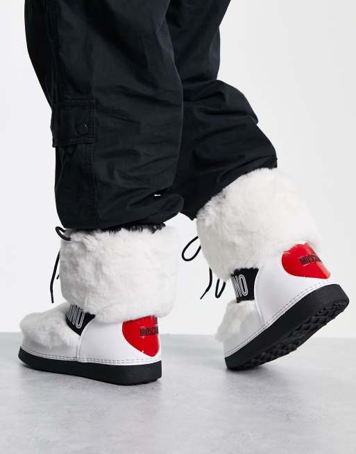 Love Moschino fluffy snow boots in white