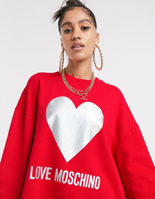 Love Moschino foil heart logo sweatshirt