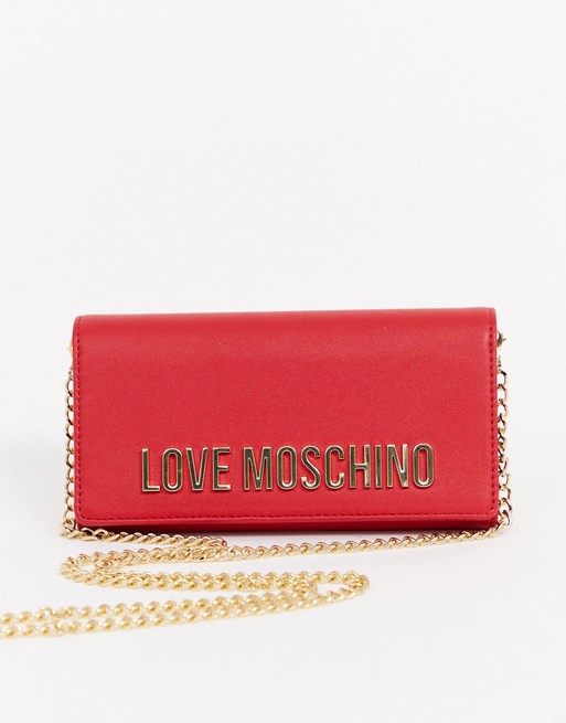 Love Moschino foldover mini chain bag in red