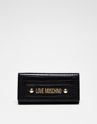 Love Moschino Love Moschino foldover purse in black croc