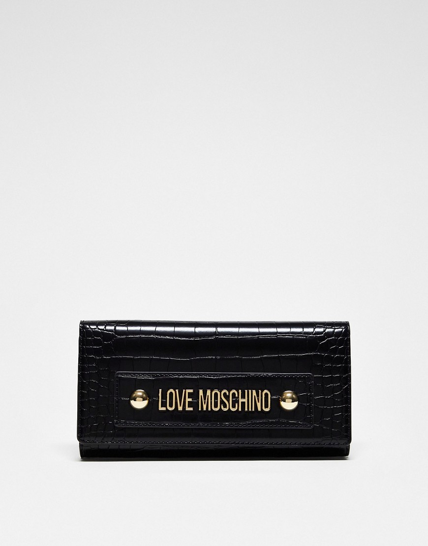 Love Moschino foldover purse in black croc