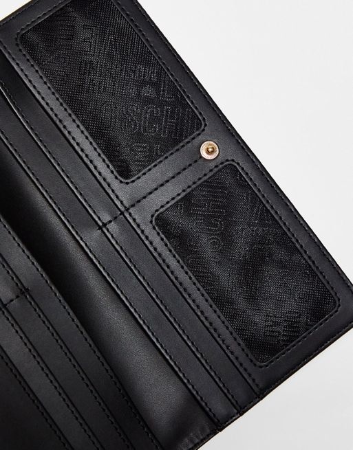 Love Moschino foldover purse in black croc | ASOS