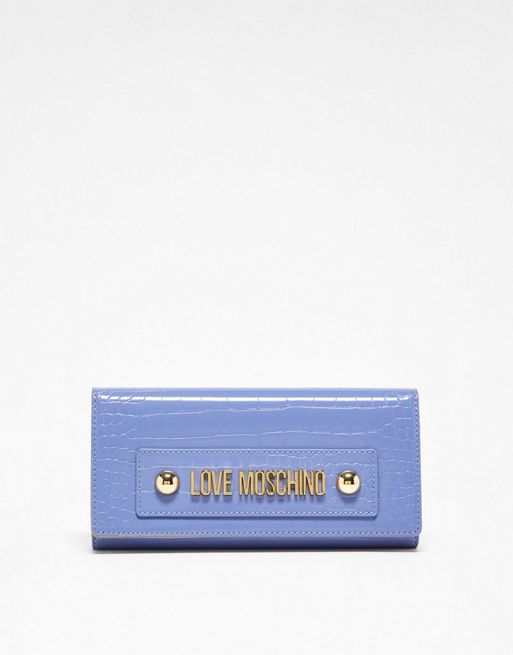 Love Moschino foldover purse in lilac croc | ASOS