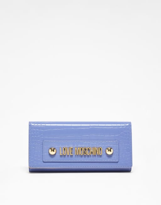 Love Moschino foldover purse in lilac croc | ASOS