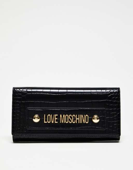 Love Moschino foldover wallet in black croc